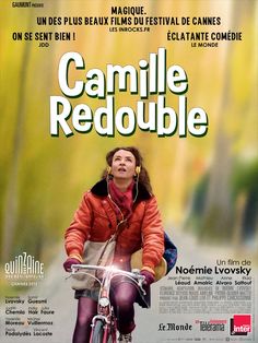 a movie poster for the film camille redouble with a woman riding a bike