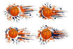 three basketballs with paint splatters on them