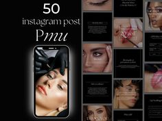 Pmu instagram posts template | permanent make up instagram templates | pmu brow tech template | pmu lip blush instagram | luxury instagram editable Canva. Are you spending too much time creating unsuccessful Instagram posts? And you no longer know what to post to engage and increase your followers? Easily transform your Instagram with our 50 pmu instagram post fully editable on Canva: ✓ Save time ✓ Instant download  ✓ Ready to use : custom templates with text on pmu ✓ Increase your engagement ra Brow Tech, Luxury Instagram, Lip Blush, Instagram Luxury, Publication Instagram, Post Quotes, Etsy Instagram, Custom Templates, Instagram Story Template