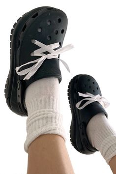 #black #crocs #white #blackandwhite #bows #socks #simple Crocs Outfit, Kpop Ideas, Black Crocs, Do More, Socks, Make Your, Leggings, My Style, Halloween