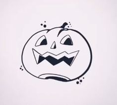 a black and white drawing of a jack - o'- lantern with an evil face