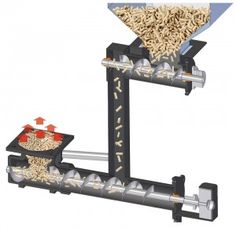 a machine that is making grain out of it's own feed system for birds