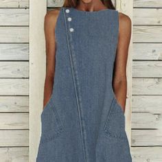 Get ready to elevate your wardrobe with our Women's Denim Dress Swing Dress. Made from ultra-soft, stretchy, and lightweight fabric, this dress offers unparalleled comfort and style. The solid color and two side pockets add a practical touch, making it a versatile and functional choice for any woman. Key Features: Sleeveless cotton linen dress, perfect for summer, spring, and autumn Lantern design and loose linen oversized boho midi dress style for a trendy and chic look Suitable for various occasions: casual, formal, daily wear, vacation, beach, and more Roomy fitting for maternity wear and easy pairing with heels, boots, or flats This dress is not just a clothing item; it's a versatile piece that can be worn in multiple ways. Whether you're looking for a casual summer dress, a holiday dr Casual Blue Sleeveless Dress With Pockets, Sleeveless Non-stretch Medium Wash Denim Dress, Sleeveless Denim Dress With Pockets, Sleeveless Non-stretch Denim Dress With Pockets, Light Blue Sleeveless Dress With Pockets, Sleeveless Washed Blue Denim Dress With Pockets, Casual Sleeveless Denim Blue Dress, Blue Sleeveless Dress With Pockets, Blue Sleeveless Knee-length Dress With Pockets