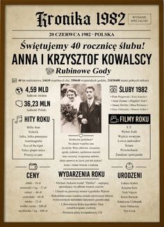 an old newspaper advertisement with the names of two people in black and white on it