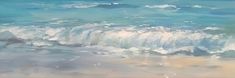 an oil painting of waves crashing on the beach