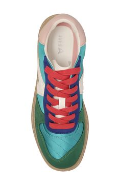 Show off sporty style in this retro colorblock sneaker constructed from smooth faux leather with a grippy sole. Lace-up style Cushioned footbed Synthetic upper, lining and sole Imported Mia Mia, Top Sneakers Women, Turquoise Green, Sporty Style, Up Styles, Low Top, Top Sneakers, Color Blocking, Faux Leather