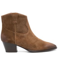 Camel brown calf suede Fame boots, side zip fastening, 50mm stacked heel, ankle-length, almond toe, branded leather insole, rubber soleComposition: Calf Suede, 100% Ash Boots, Red Valentino Shoes, Ash Brown, Chanel 2, Italian Outfits, Ballet Flat Shoes, Stacked Heel, Brown Suede, Brown Boots