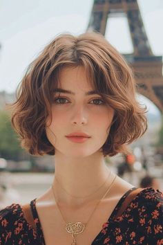 Cute Short Feminine Hairstyles, Dark Academia Bangs, French Haircuts For Women, French Hair With Bangs, Short Bob Hairstyles For Square Faces, French Hair Bob, Longer French Bob, Short Haircuts Brown Hair, French Bob With Wispy Bangs