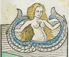 a drawing of a woman with long hair and no bra standing in front of an ocean wave