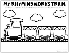 a coloring page with the words my rhyming words train