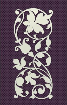 a decorative stencil with flowers and swirls on a gray background, suitable for laser cutting