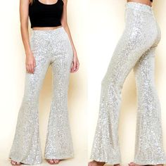 Sequin Flare Pants, Champagne Bell Bottoms, Shiny Sparkle Pants, Harem Pants, Flare Legging, Palazzo Pants, Wide Leg Pants, Glitter Pants - Etsy Glitter Bell Bottoms, Sequin Disco Bottoms Full Length, Sequin Disco Full Length Bottoms, Disco Sequin Full-length Bottoms, Full-length Sequined Disco Bottoms, Full Length Sequined Disco Bottoms, Disco Flare Bottoms For Party, Sequin Disco Pants Full Length, Disco Flare Party Bottoms