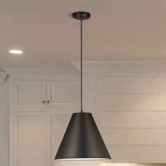 Beautiful black finish. One 60-watt medium base G25 bulb required (sold separately). Fixture dimensions: 20.25-in H x 15-in W x 15-in D. All mounting hardware and instructions are included for an easy installation. Adjustable chain allows the light can be adjusted to your desirable length. Workable for dimming circuits when using appropriate light bulb with dimmable function, so you can create your desired ambiance. SGS certification demonstrates that this fixture has met the minimum safety stan Lowes Pendant Light, 3 Black Pendant Lights, Joanna Gaines Lighting Fixtures, 3 Pendant Lights Over Island Black, 2 Black Pendant Lights Over Island, Lantern Style Pendant Lights, Large Cone Pendant Lights, Fan In Kitchen Ceiling, Black Cone Pendant Light