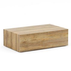 a wooden box sitting on top of a white surface