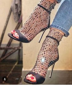 46 Dressy Shoes You Will Want To Try #shoes #high heels #heels #sko Hak Tinggi, High Heels Classy, Peep Toe Ankle Boots, Mesh Heels, Dressy Shoes, Rene Caovilla, Stiletto Shoes, Studded Sandals, Trendy Shoes