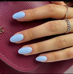 Powder Blue Nails, Aesthetic Wall Prints, Nail Shapes Squoval, Elegant Manicure, Light Blue Nails, Solid Color Nails, Short Acrylic, Pearl Nails