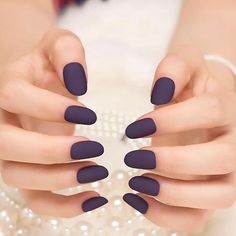 Purple Matte Nails, Black Acrylic Nails, Pretty Nail Designs, Womens Nails, Cool Nail Designs, Nail Arts, Artificial Nails, Purple Nails, Matte Nails