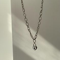 Find matching bracelet here  https://novemberjewelsco.etsy.com/listing/1761040710 ♡MATERIAL♡ Stainless steel, this necklace is anti-tarnish and waterproof, you can wear it 24/7. ♡CHAIN STYLE♡ Chunky cable chain ♡CHAIN LENGTH♡ 15" + 2" extender ♡PENDANT MEASUREMENT♡ Lock measures 13mm*20mm(W*H) ♡SHIPPING♡ - We ship the next business day - Canada: 2-15 business days - U.S orders : 4-6 business days  - U.K orders : 4-7 business days  - Rest of the world : 5-15 business days Y2k Style Chain Necklace For Gift, Y2k Style Chain Jewelry As A Gift, Y2k Style Chain Jewelry For Gift, Y2k Style Metal Clavicle Chain Jewelry, Y2k Jewelry With Adjustable Chain As Gift, Y2k Clavicle Chain Jewelry As Gift, Y2k Style Necklace With Adjustable Chain As A Gift, Y2k Style Clavicle Chain Jewelry As Gift, Y2k Style Clavicle Chain Necklace