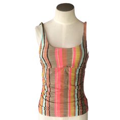 Nwt Uc Protection Multicolor Stripes Very Well Made Super Versatile To Mix And Match Fitted Striped Tops For The Beach, Striped Fitted Summer Tank Top, Fitted Striped Summer Tank Top, Fitted Striped Tank Top For Summer, Mix N Match, Very Well, Mix And Match, Womens Swim, Uv Protection