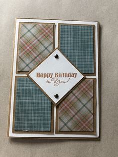 a happy birthday card made with plaid paper