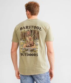 Barstool Sports® Outdoor Lab T-Shirt - Green Large, Men's Khaki Graphic chest pocket washed t-shirt. 100% Cotton. Machine wash cold. Non-chlorine bleach. Tumble dry low. Do not iron. Do not dry clean.. MEN'S BARSTOOL SPORTS T-SHIRT SIZE CONVERSION CHART Size S M L XL XXL XXXL Chest 34-37 38-41 42-45 46-49 50-53 54-57 Body Length 28 29 30 31 32 33 *Conversion sizes may vary. All measurements based on size medium. Apparel & Accessories > Clothing > Shirts & Tops Outdoor Relaxed Fit T-shirt With Pockets, Cotton T-shirt With Pockets For Outdoor, Soft-washed Relaxed Fit T-shirt For Outdoor, Outdoor Soft-washed Short Sleeve T-shirt, Barstool Sports, Sports Products, Outdoor Shirt, Sports T Shirt, Conversion Chart