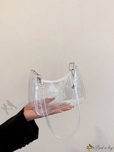 Bird in Bag - PVC Top Handle Hobo Bag - Clear Clear Rectangular Bag With Zipper Closure, Trendy Handheld Bag With Clear Strap, Trendy Handheld Bags With Clear Strap, Handheld Clear Shoulder Bag For Daily Use, Clear Handheld Shoulder Bag For Daily Use, Clear Zipper Closure Pouch Bag, Clear Square Shoulder Bag For Everyday, Trendy Handheld Shoulder Bag With Clear Strap, Hobo Bag Patterns