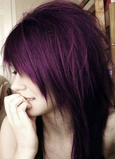 Emo Hairstyle, Dark Purple Hair, Plum Hair, Emo Scene Hair, Emo Hair, Scene Hair, Grunge Hair, Love Hair, Hair Today