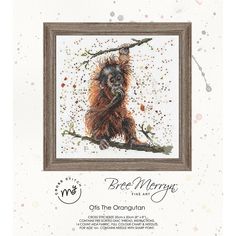 an orangutan is sitting on a tree branch in the cross stitch pattern