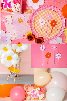 Groovy pink and orange daisy party themed decor One Groovy Baby Birthday Theme, Groovy 1st Birthday Party Girl, Groovy First Birthday Girl, Groovy 1st Birthday Party, Groovy 1st Birthday, Groovy One Birthday