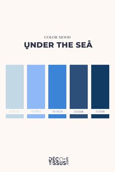 the color scheme for under the sea is shown in blue and white, with different shades