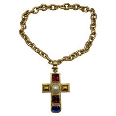 Massive cross and necklace design by Victoire de Castellane, Unique and spectacular. A must have collectible. 1stdibs Chanel, Jewelry Png, Chanel Necklaces, Chanel Costume Jewelry, Victoire De Castellane, Collage Pics, Dream Wishlist, Gold Skin, Jewelry Chanel