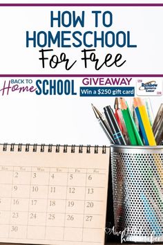 the back to school giveaway for homeschool is shown with pencils and markers