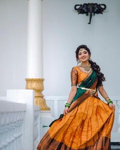 Half Saree Poses Photoshoot Ideas, Halfsarees Traditional, Half Saree Poses, Traditional Half Saree, Langa Blouse, Langa Voni, Bride Photos Poses