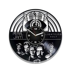 a clock with the band pearl jam on it's face and an image of their faces