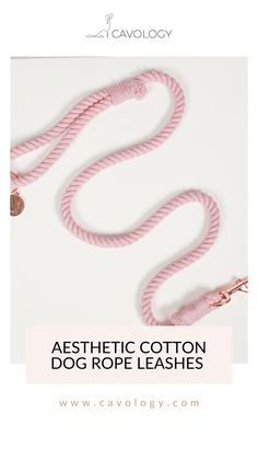 a pink rope leash with the words aesthetic cotton dog rope leashes