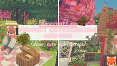 several different screens with the words perfect cottagecore addons