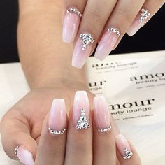 Diamond Nail Designs, Wedding Nail Art Design, Bridal Nail Art, Elegant Nail Art, Elegant Nail Designs, Nail Art Wedding, Diamond Nails, Bridal Nails