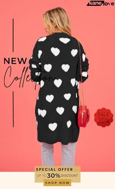 Heart Graphic Open Front Cardigan with Pockets Cardigan With Pockets, Heart Graphic, Color Pick, Open Front Cardigan, Elevate Your Style, Stretchy Material, Front Open, Your Style, Shop Now