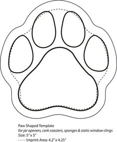 an animal paw printable template for a dog's paw shape, with the size and