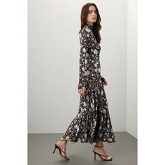 Black floral jersey (91% Rayon, 9% Elastane). Empire. Long sleeves. Turtleneck. Back zipper closure. 51.5" from shoulder to hemline. Imported. Rent The Runway, Closet Designs, Delicate Jewelry, Night Looks, Ulla Johnson, Black Floral, Turtle Neck, Maxi Dress, Long Sleeves