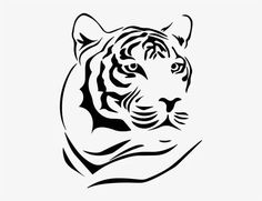 a black and white tiger head on a white background