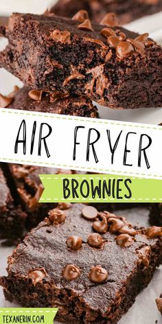 air fryer brownies are stacked on top of each other