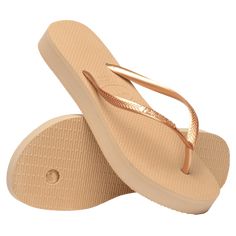 Golden Slim Flatform Flip Flops