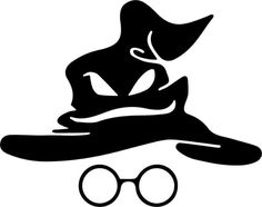 the wizard's hat and glasses are sitting on top of each other, with one eye