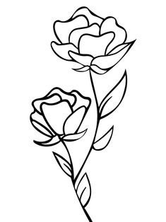 Pretty Flowers To Draw Simple, Roses Line Drawing, Things To Color In, Roses Drawing Simple, Rose Illustration Simple, Rose Sketch Simple, Beading Stencils, Lined Tattoos, Pretty Things To Draw