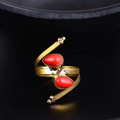 Red Coral Ring , Gold Ring, Handmade Red Coral Rings, Unisex Ring, Women's Jewelry Ring, Anniversary Jewelry. New Year Gift. Material:- Brass Size:- Any The ring can be customized on request and the gemstone can be made to any gemstone you want. Same Design Ring Are Upload With Any Gemstone. Please Visit Our Shop to View Complete Collection. If You Need Faster Shipping, Please Contact us ♥Please Make Sure to Include The Correct Address During Before Ordering. You Can return the Item within 30 Da Valentine's Day Metal Ring Jewelry, Red Crystal Ring For Valentine's Day, Red Open Ring For Valentine's Day, Open Ruby Ring Gift, Metal Crystal Ring For Gift, Red Gemstone Ring For Gift, Nickel-free Red Jewelry For Anniversary, Adjustable Round Red Coral Jewelry, Elegant Red Metal Rings