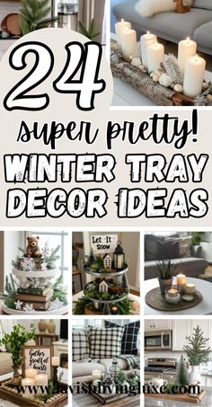 Winter tray decor Winter Tray Decor, Winter Decor Ideas For The Home, Winter Tray, Christmas Trays, Fall Tray Decor, Elegant Christmas Party, Tray Decor Ideas, Fall Tray, Tiered Tray Stand