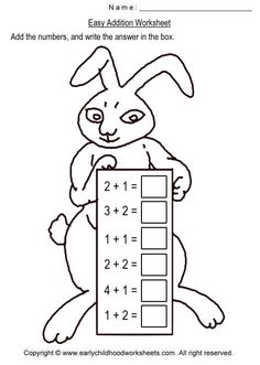 an easter bunny with addition worksheet to help students learn how to solve the missing numbers