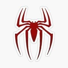 a red spider - man logo sticker on a white background with the word,