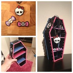 there are three different items that can be found in this case, including a necklace and earring holder